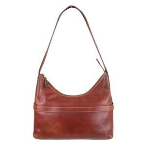 Classiques Entier BROWN GENUINE LEATHER ZIP TOP SHOULDER BAG HANDBAG HOBO PURSE